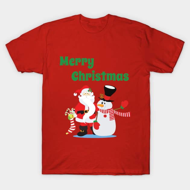 Santa Clause and Snowman T-Shirt by otakuscene